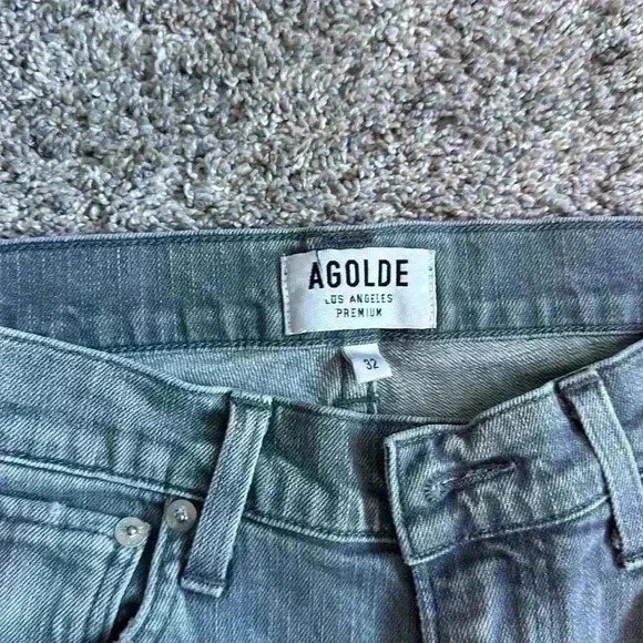 🎆Agolde Slim Fit Bedford Jean grey wash with distressing size 32 30 straight leg - Picture 6 of 12